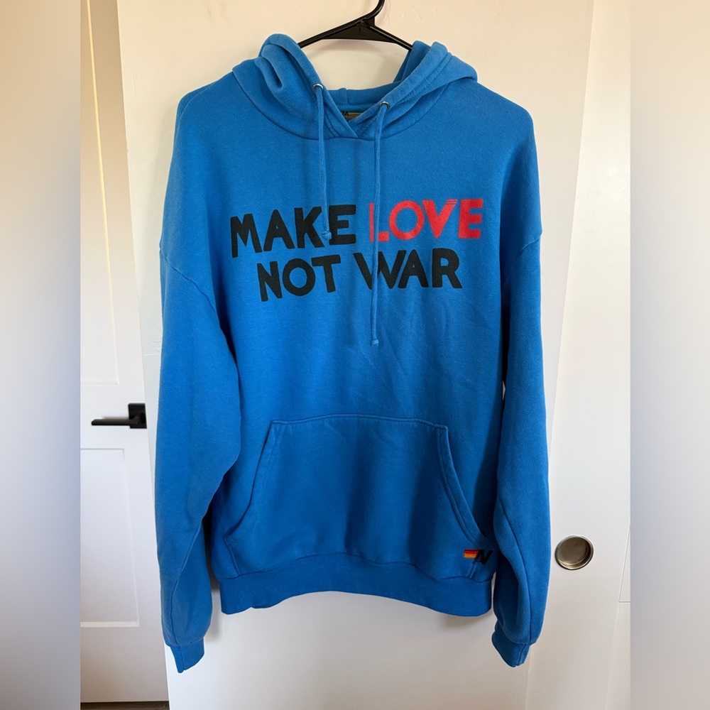 RARE Aviator Nation Make Love Not War Relaxed Hoodie Size Medium